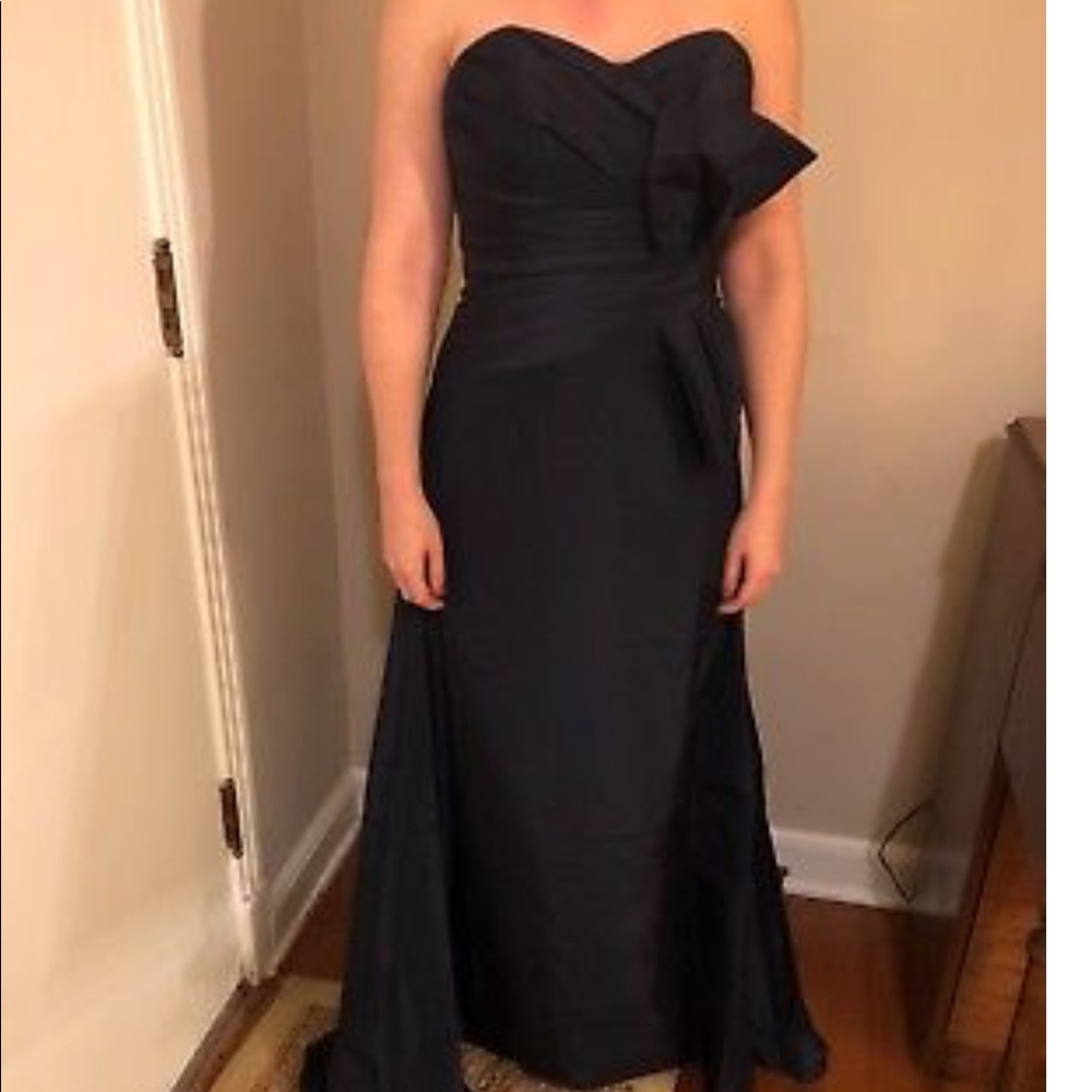 NWT Navy strapless full Length formal gown